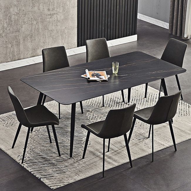 Sintered Stone Dining Table Industrial Style 4 Legs Carbon Steel Base Rectangle Table for Home
