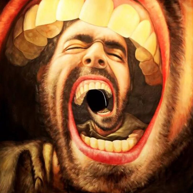 Creative Roaring Man Wall Mural Decal Red-Yellow Boys Room Wall Art, Custom Print