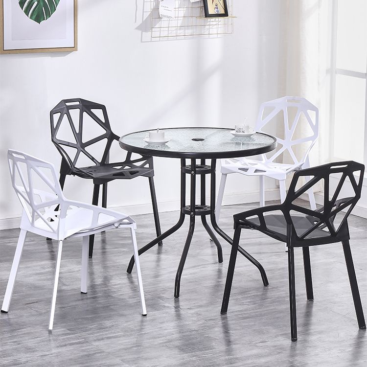 Chaise de salle à manger sans bras en plastique contemporain chaise latéral croisée pour usage à domicile