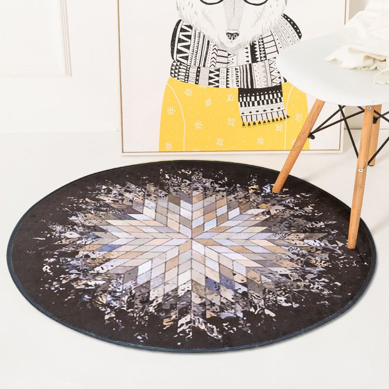 Funky Radial Pattern Rug Grey and Silver Modernism Rug Polyester Washable Pet Friendly Anti-Slip Carpet for Living Room