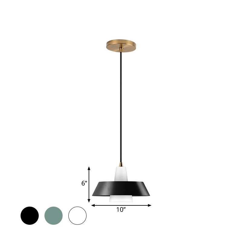 Zwart/wit/groen afgedekt hangende verlichting Minimalistische 1-licht metallic hanger lamp voor slaapkamer