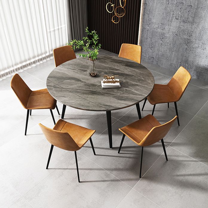 4-foot Stone Dinette Table Simplicity Style Round Dining Table with Drop Leaf