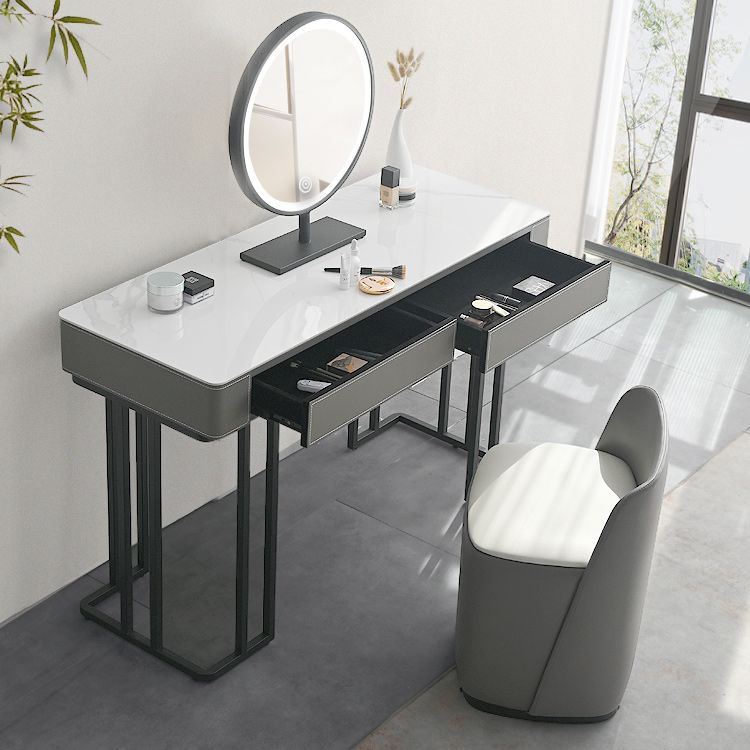 Modern Stone Top Makeup Dressing Table with 2 Drawers for Bedroom