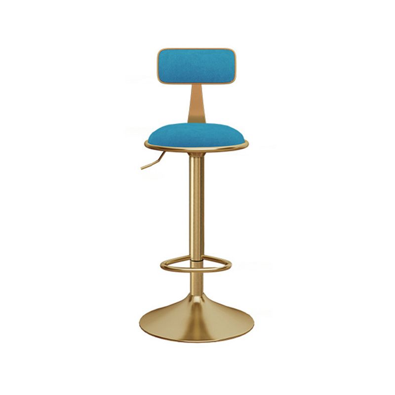 Glam Gold Metal Barstool Upholstered Stool in Matte Finish for Indoor