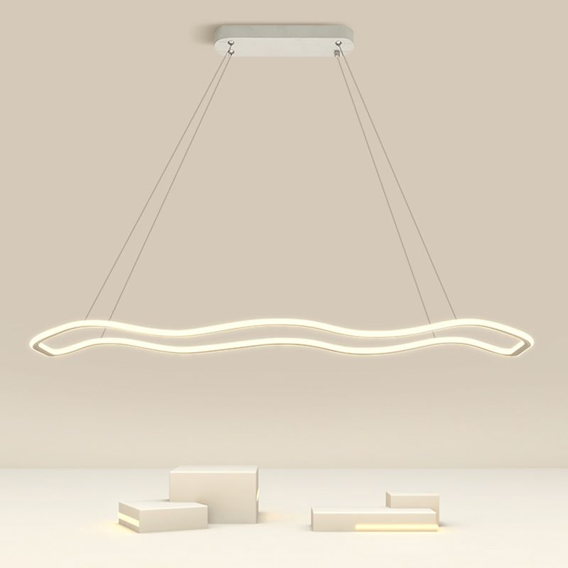 Metal Linear Island Lighting Modern Island Lighting 1 Light Pendant Lighting in White