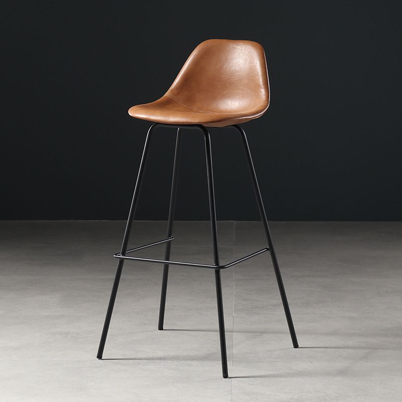 Leather Bar Stool Modern Low Back Counter Stool for Bristol with Metal Base