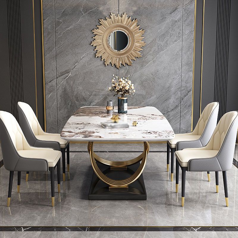 Nordic Glam Sintered Stone Dining Table Set 1/2/5/7 Pieces Dining Set for Home