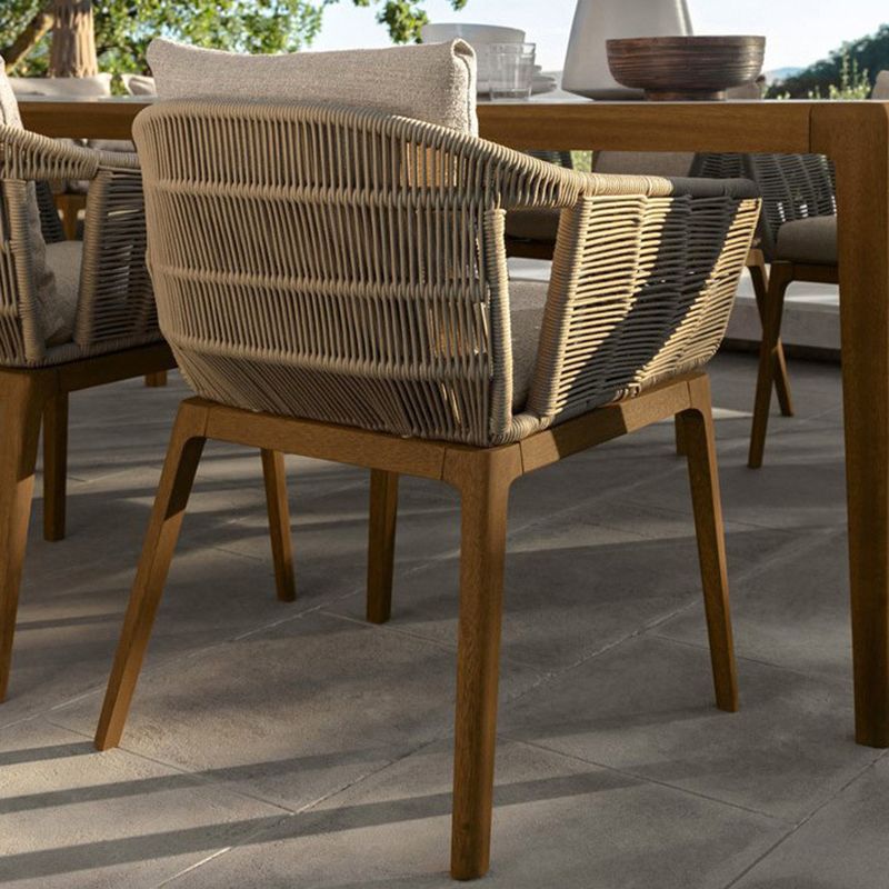 Boho Stone Dining Set 1/7 Piece Solid Wood Dining Table Set for Outdoor