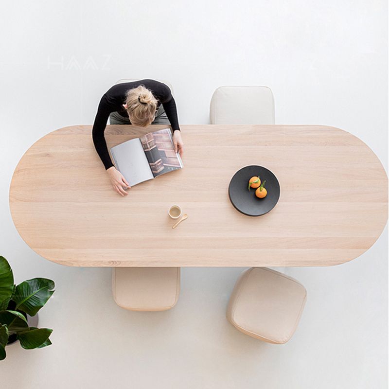 Modern Natural Oval Dining Room Table Pine Solid Wood Double Pedestal Table