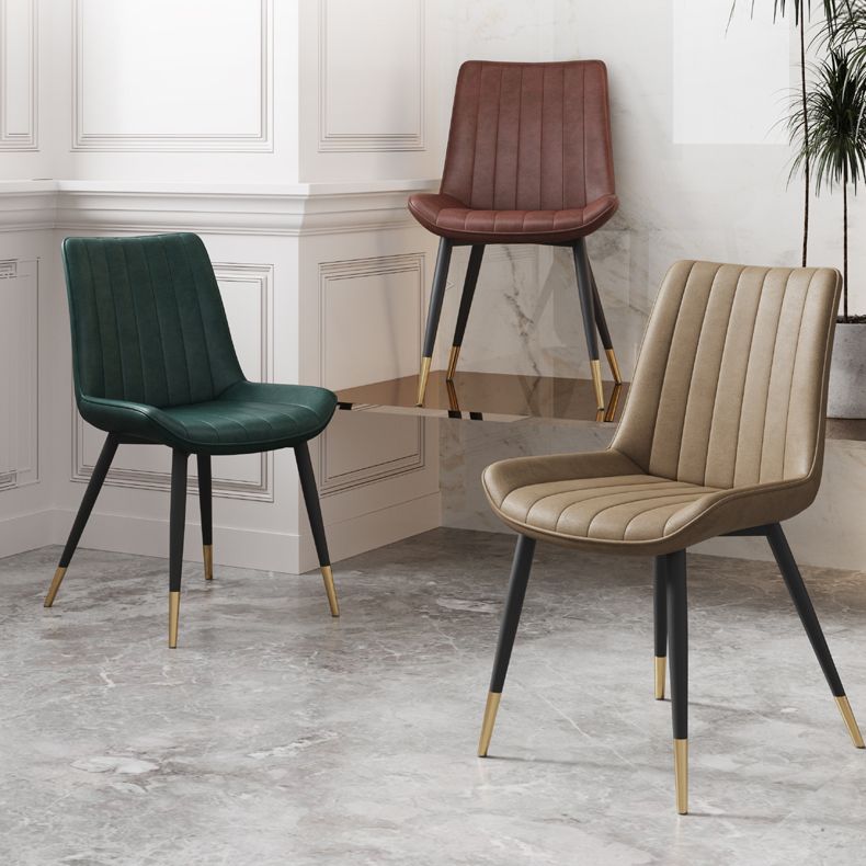 Silla auxiliar de cuero escandinava para sala de estudio Sillas de comedor Parsons con acabado mate
