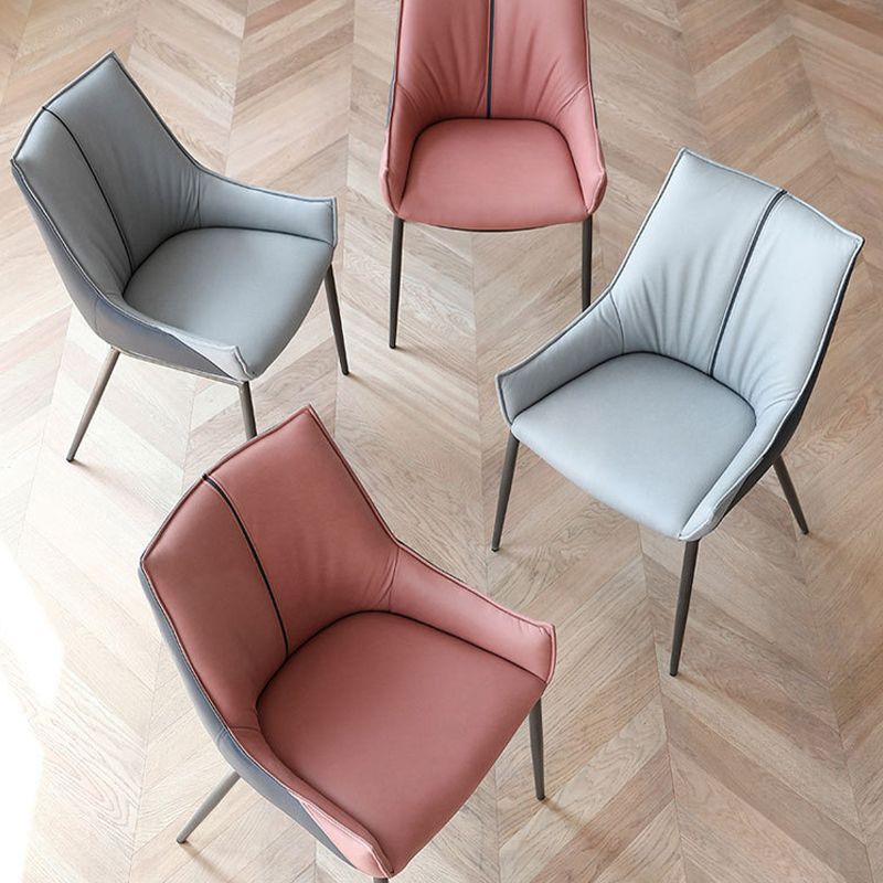 Contemporary Faux Leather Dining Chairs Arm Side Chairs with Metal Legs for Kitchen