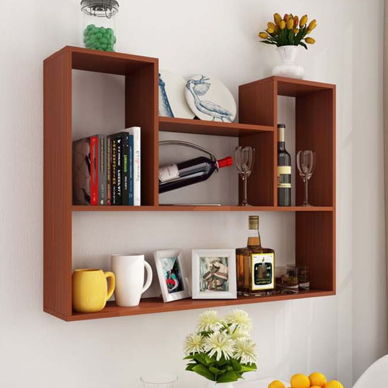 Modern Engineered Wood Bookcase Floating Wall Mounted Bookshelf
