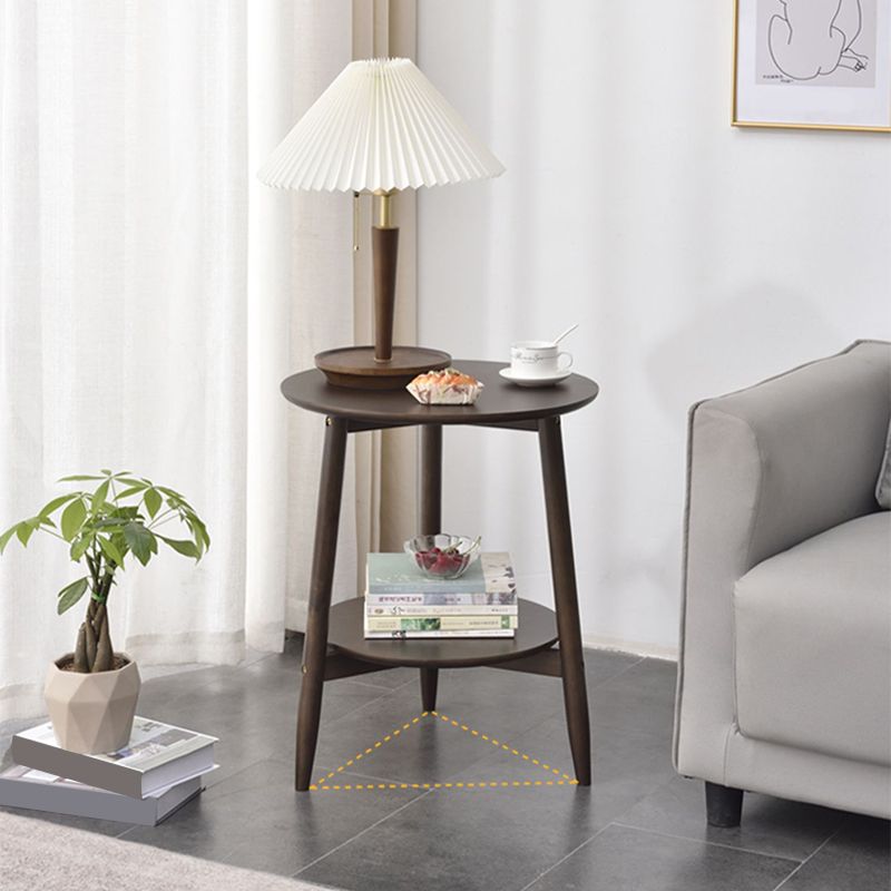 Modernistic Corner Table with Storage Round Double Tier Living Room End Table