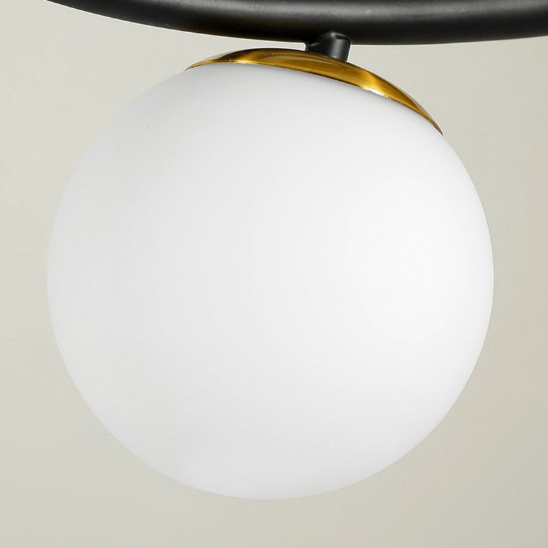 Modern Creative Globe Island Pendant Light Wrought Iron 4-Light Hanging Lamp with Glass Shade