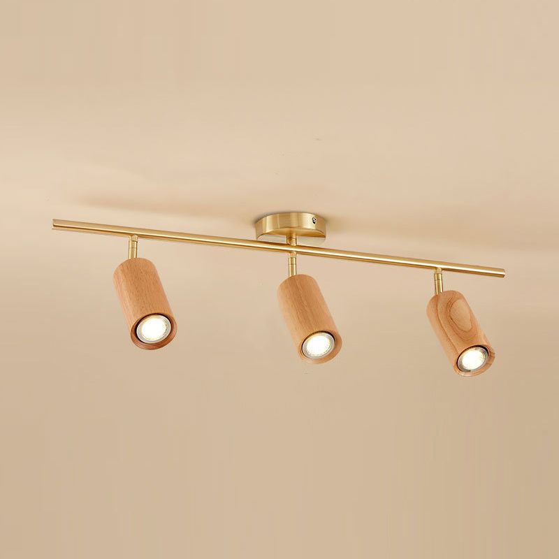 Modern Style Cylindrical Shape Ceiling Light Wood Multi Light Ceiling Light for Restaurant