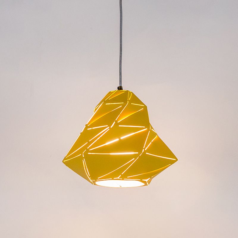 Geometric Pendant Lighting Fixture Modern Metal 1 Light Dining Room Hanging Ceiling Light in Yellow