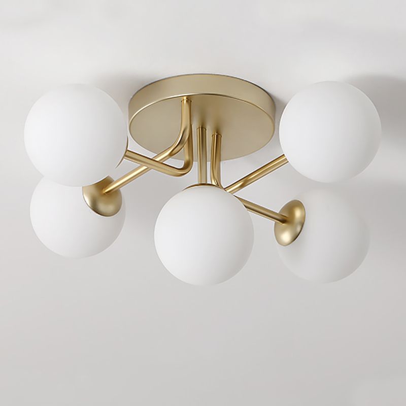 5 Light Spherical Ceiling Light Modern Style Glass Ceiling Lighting for Dining Room