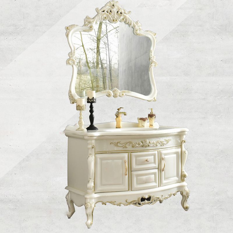 Luxury Bathroom Vanity Set Single Sink Drawers 2 Doors Bathroom Vanity with Mirror