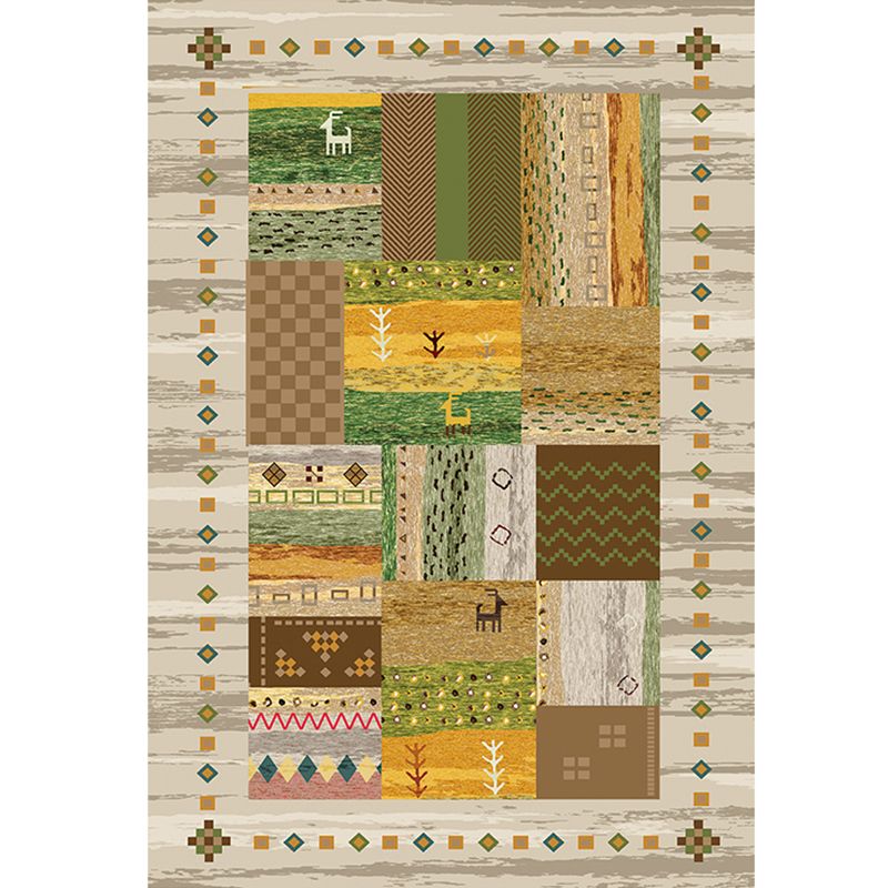 Empire Print Rug Multi Colored Moroccan Rug Polyester Anti-Slip Backing Machine Washable Pet Friendly Rug for Living Room