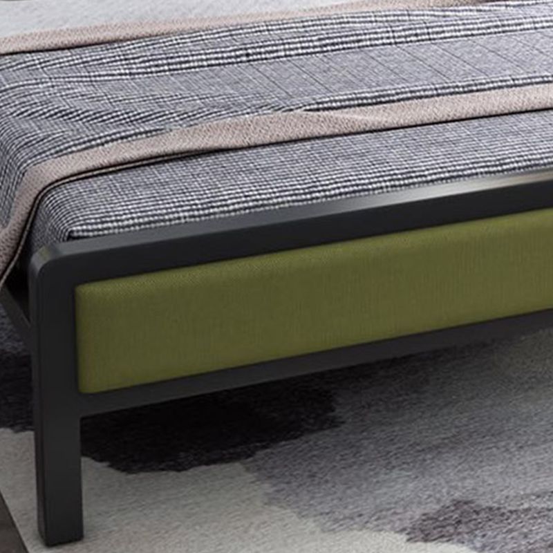 Contemporary Metal Standard Bed, Panel Rectangular Headboard Bed