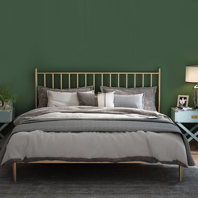 Glam Metal with Headboard Rectangular Slat Mattress Included Slat Bed