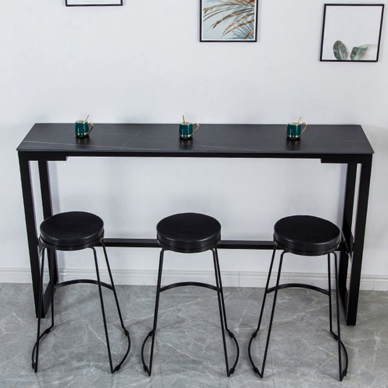 Contemporary Bar Dining Table Indoor Rectangle Bar Table with Iron Base