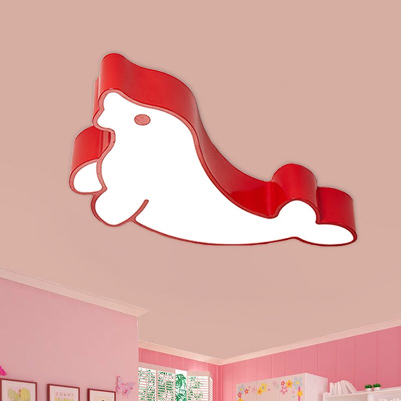 Seal Acrylic Ceiling Fixture Kids Style Red/Blue/Green LED Flush Mount Lighting for Drawing Room