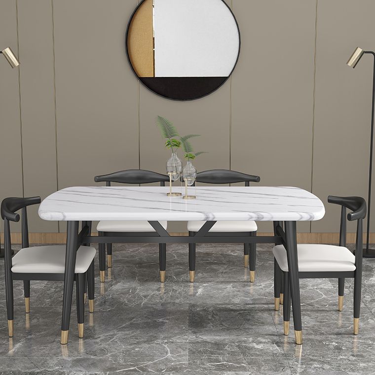 Moderne gesinterte Stein Esstischmöbel mit Rechteck -Form Dinette Set mit 4 Beintisch