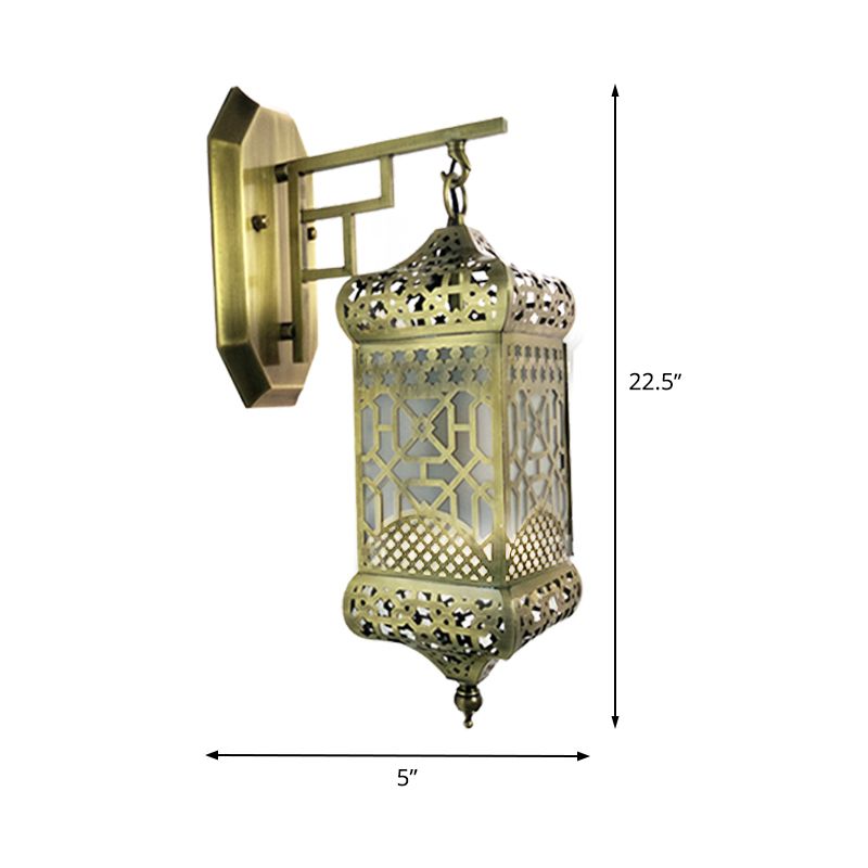 Metalen messing muur verlichtingsbeveiliging lantaarn 1 licht verouderde Arabische wand gemonteerd lamp voor gang