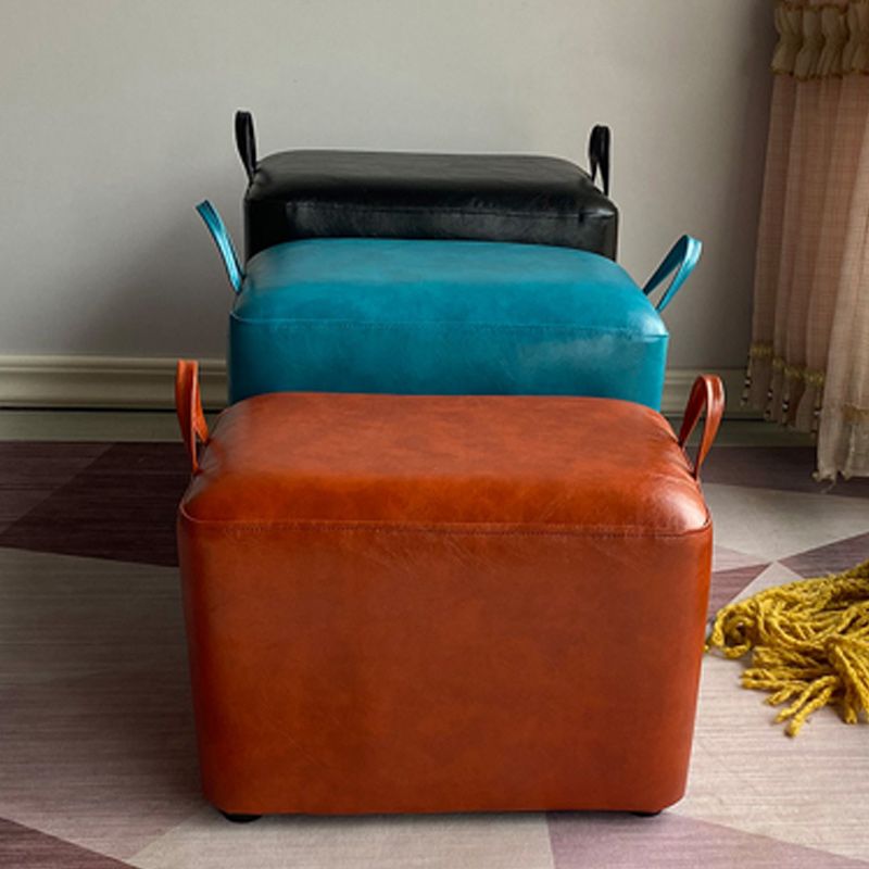 Modern PU Leather Poof Plain Rectangle Water Resistant Ottoman Chair
