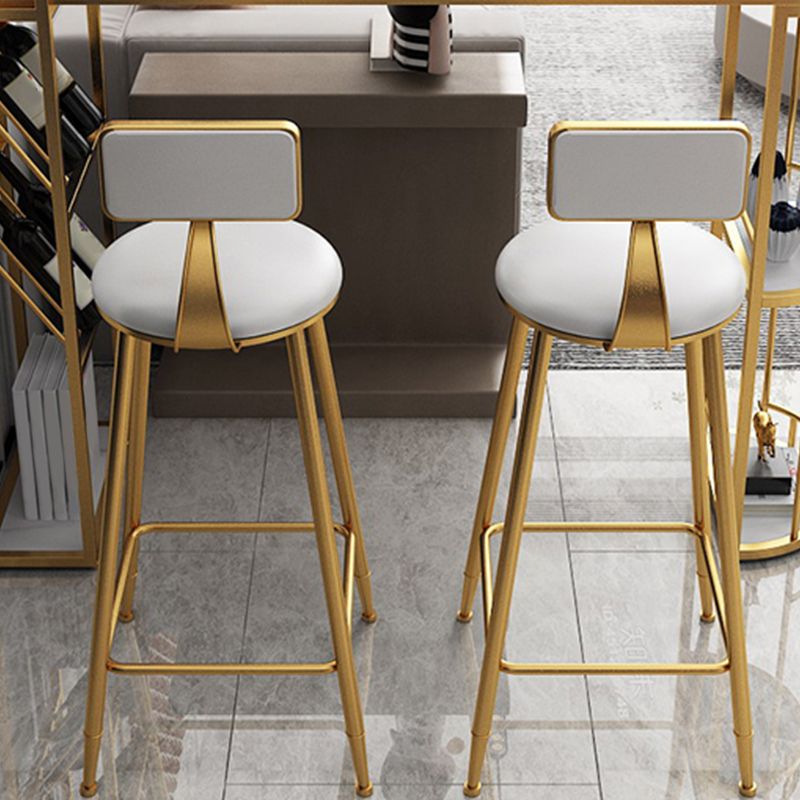 Low Back Faux Leather Dining Stools Armless Bar Stools with Metal Base
