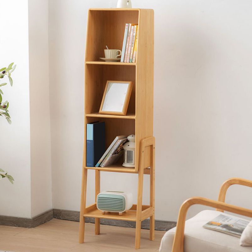 Closed Back Bamboo Bookshelf Contemporary Vertical Bookcase with Shelves