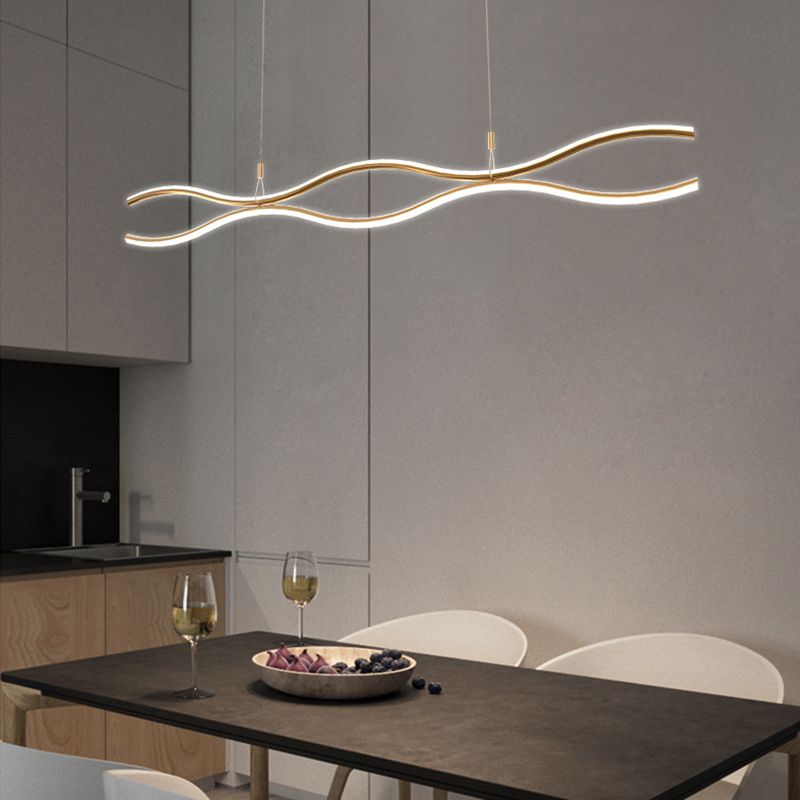 2 Light Linear Island Chandelier Modern Pendant Lighting Metal Island Lights