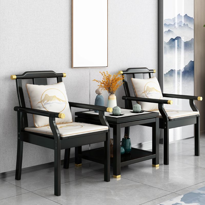 Sillón de comedor tradicional con brazo trasero de listones y patas de madera