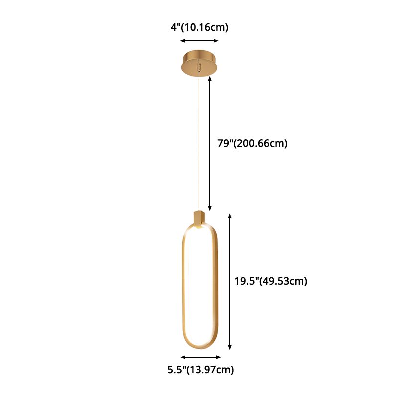 Gold längliches LED -Anhänger Licht im modernen prägnanten Stil Aluminium hängen Licht mit Silikonschatten