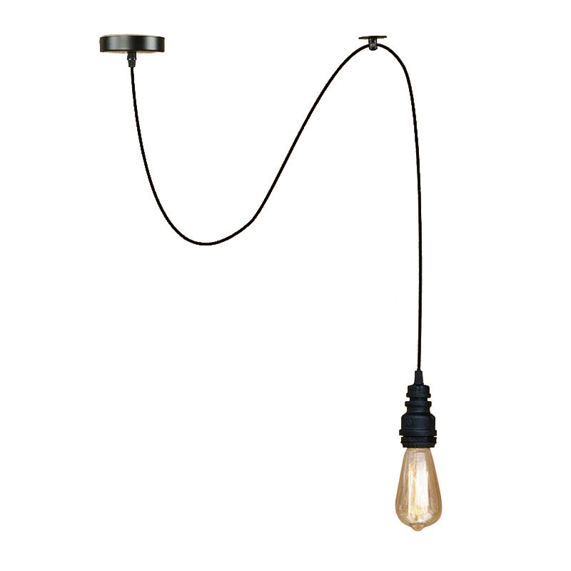 Industrielle stilvolle Open -Glühen -Deckenbehandlung 1 Kopf Metall Verstellbare Hanglampe mit Rohr in Schwarz/Silber