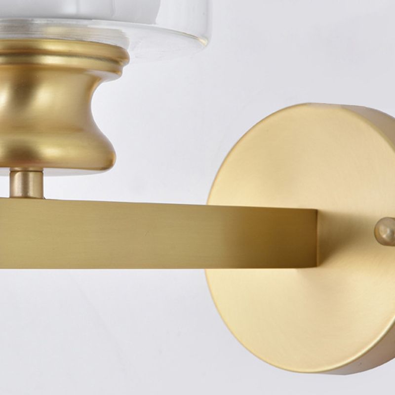 Modern 1 - Light Armed Wall Lighting Solid Brass and Cylinder Glass Shade Wall Sconce