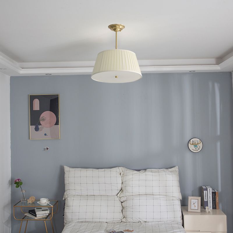Chandelier Lighting Fixture Minimalist-Style Metal Pleated Lampshade Ceiling Pendant Light for Bedroom
