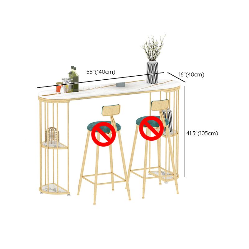 Modern Bar Pub Table Set 1/3 Pcs Metal Frame Bar Table and Upholstered Stools