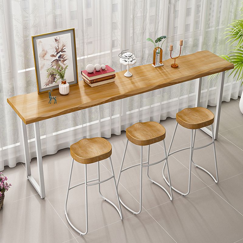 Pine Wood Bar Dining Table Modern Bar Table with Sled Base for Dining Room