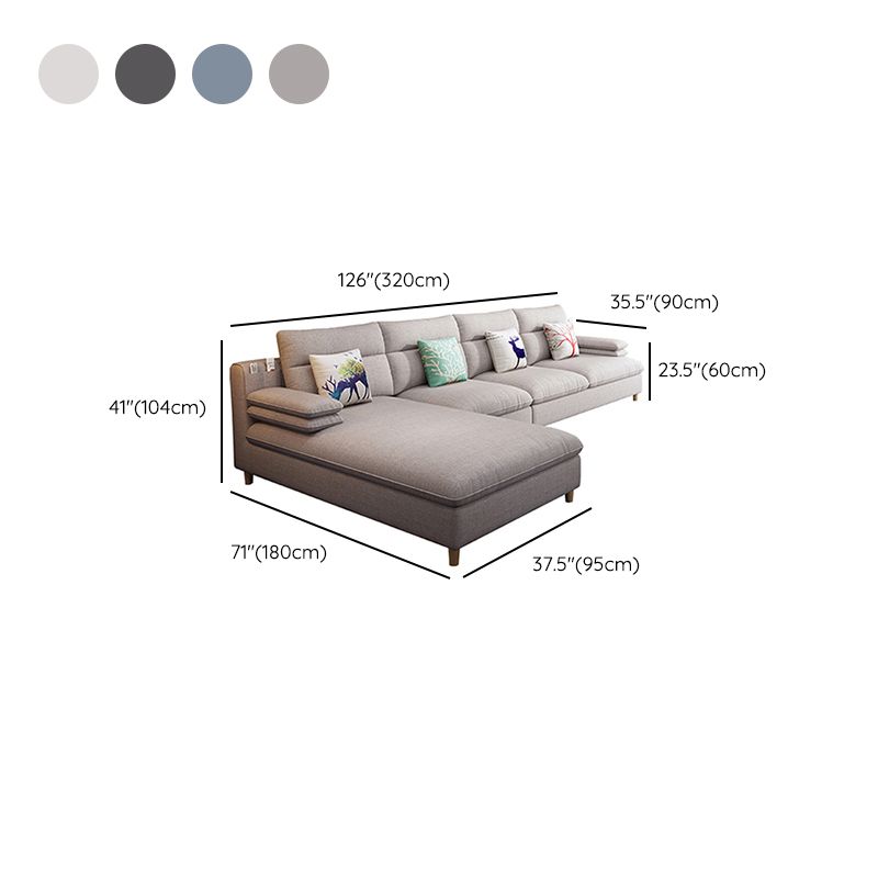 Scandinavian 4-seater Fabric Sectional Slipcovered Pillow Top Arm Sectional