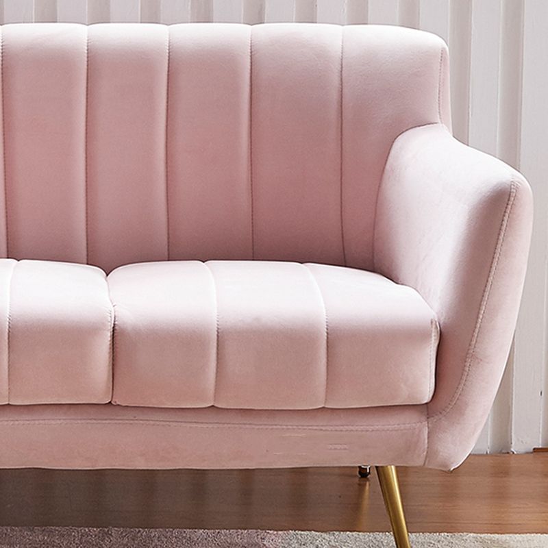 Contemporary Velvet Square Arm Sofa Green/Blue/Pink Settee with Tight Back