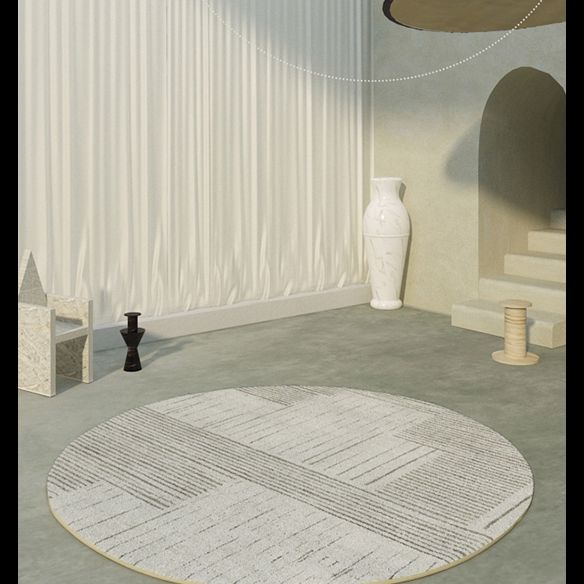 Tone abricot rond Rapier intérieur décontracté Polyester Lignes géométriques Rapis de support non glissant tapis intérieur pour le salon