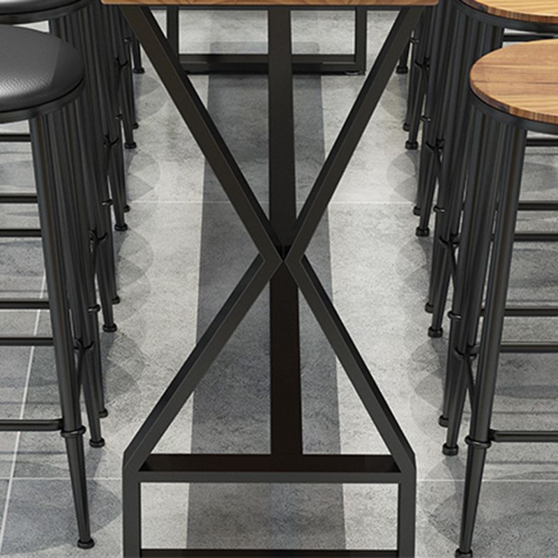 Glam Bar-height Table Solid Wood Top Pub Table for Patio Use