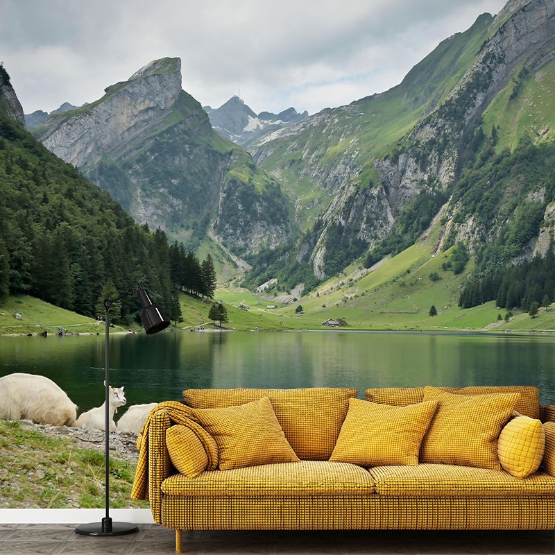 Tall Mountain Mural Wallpaper Modern Style Mildew Resistant Office Wall Mural