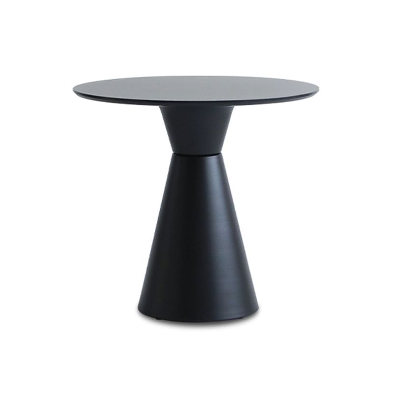 28.3 " H Single Leg Metal Base Solid Color Round Slate Coffee Table For Apartment