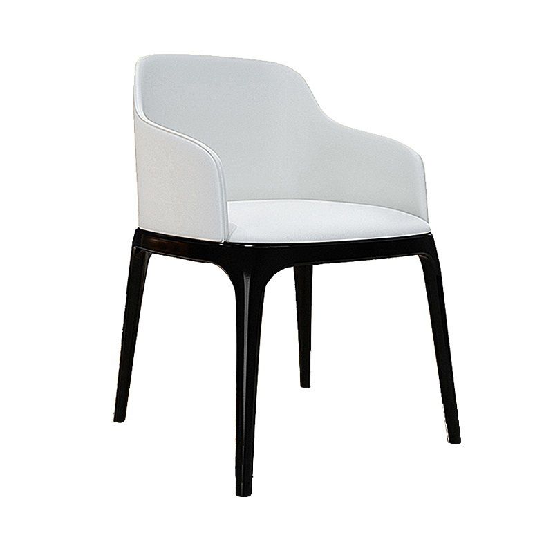 Contemporary Style Leather Chair Arm Parsons Chair with Wooden Legs for Kitchen