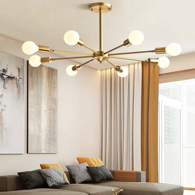 Postmodern Style Chandelier Light Metal Pendant Light in Gold for Living Room