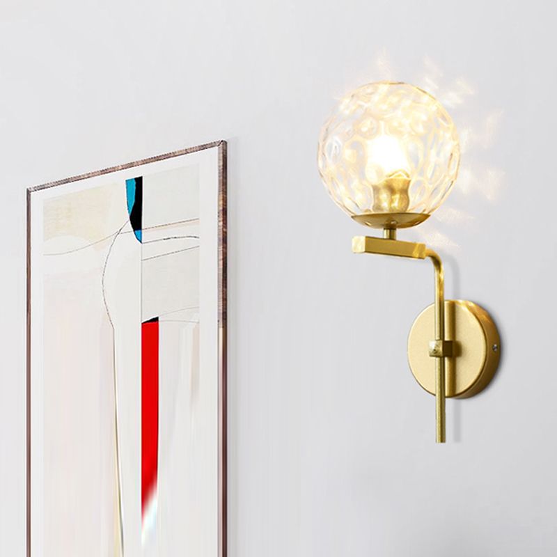 Modern Spherical Glass Wall Light Fixture 1-Bulb Bedroom Wall Sconce Light