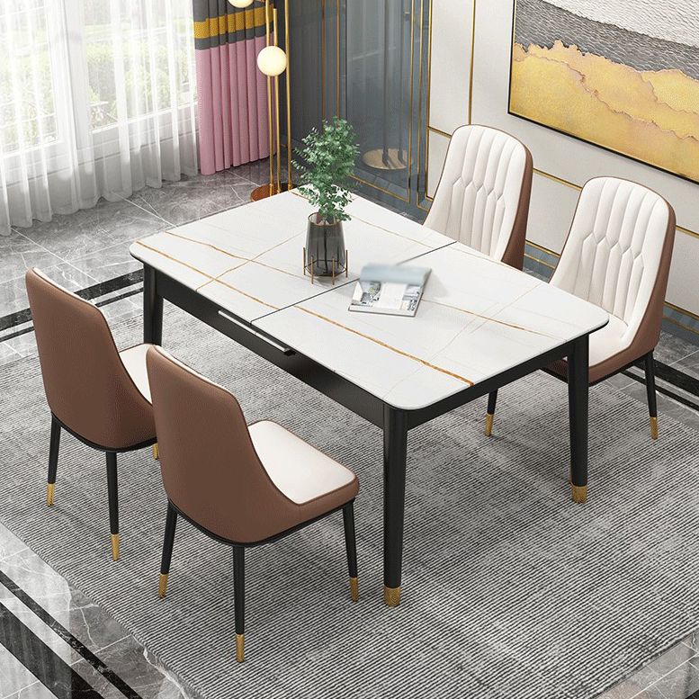 Rechthoek 4 poten Home Furniture Stone Dining Room Collection met druppelblad